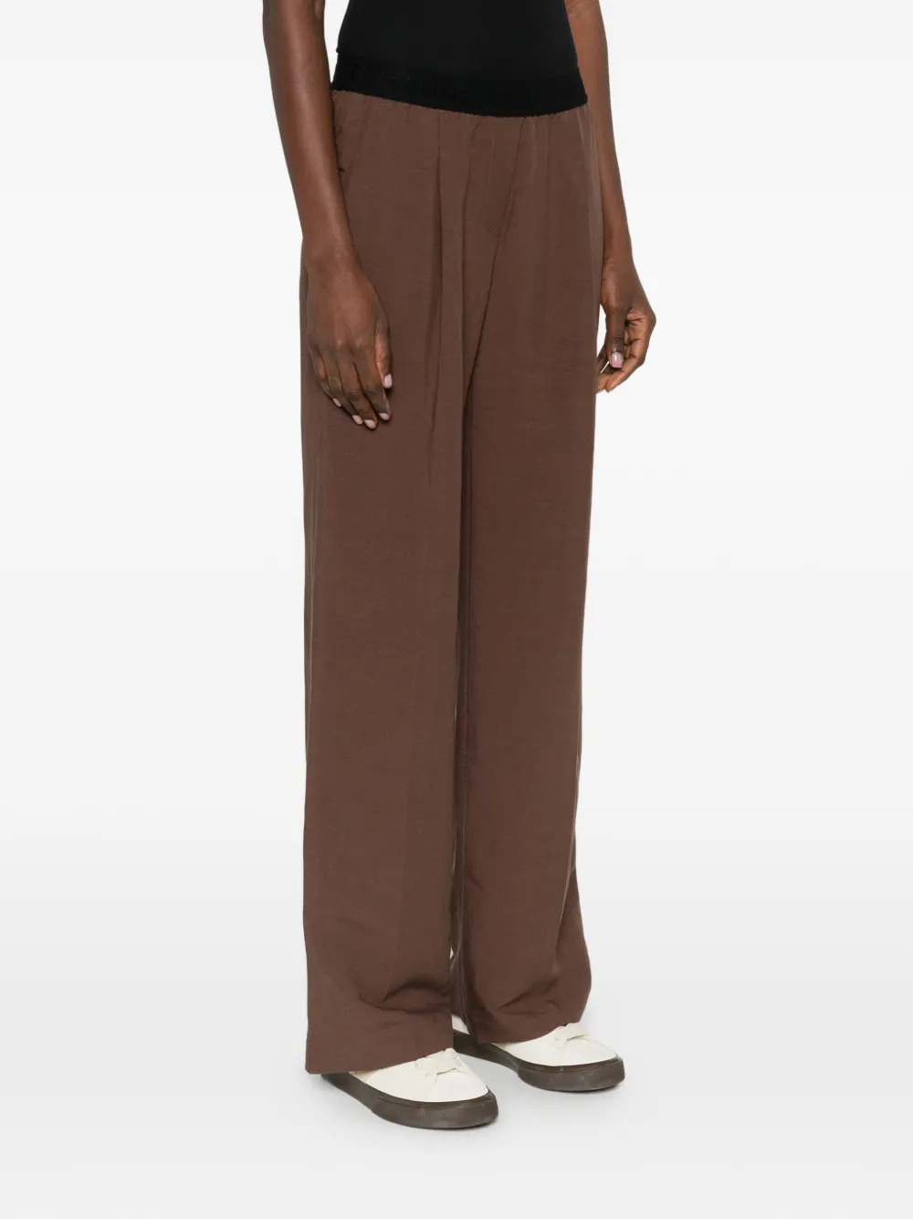 ERMANNO FIRENZE Broek met elastische tailleband Bruin