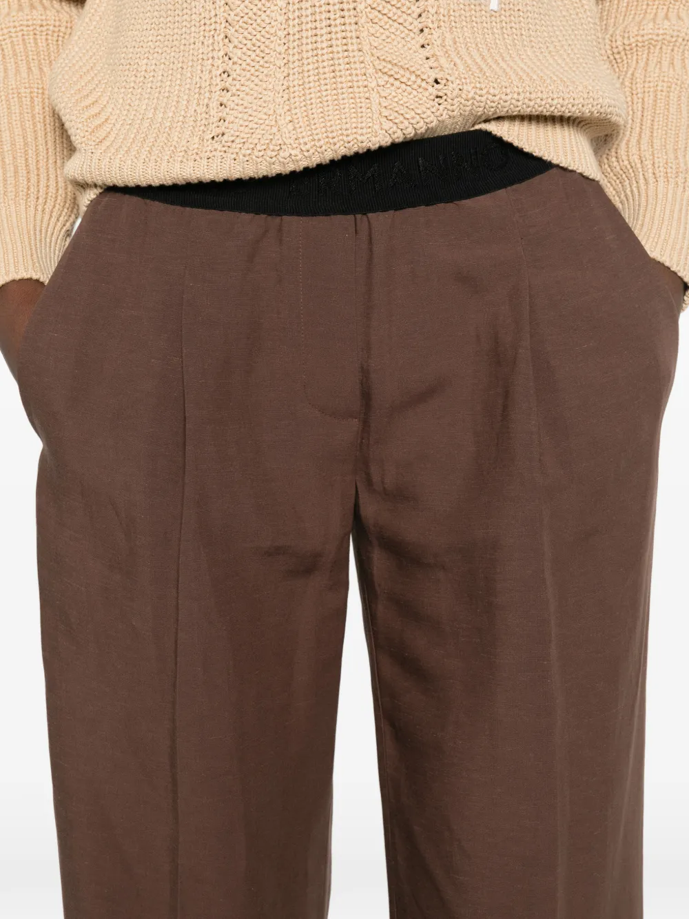 ERMANNO FIRENZE Broek met elastische tailleband Bruin