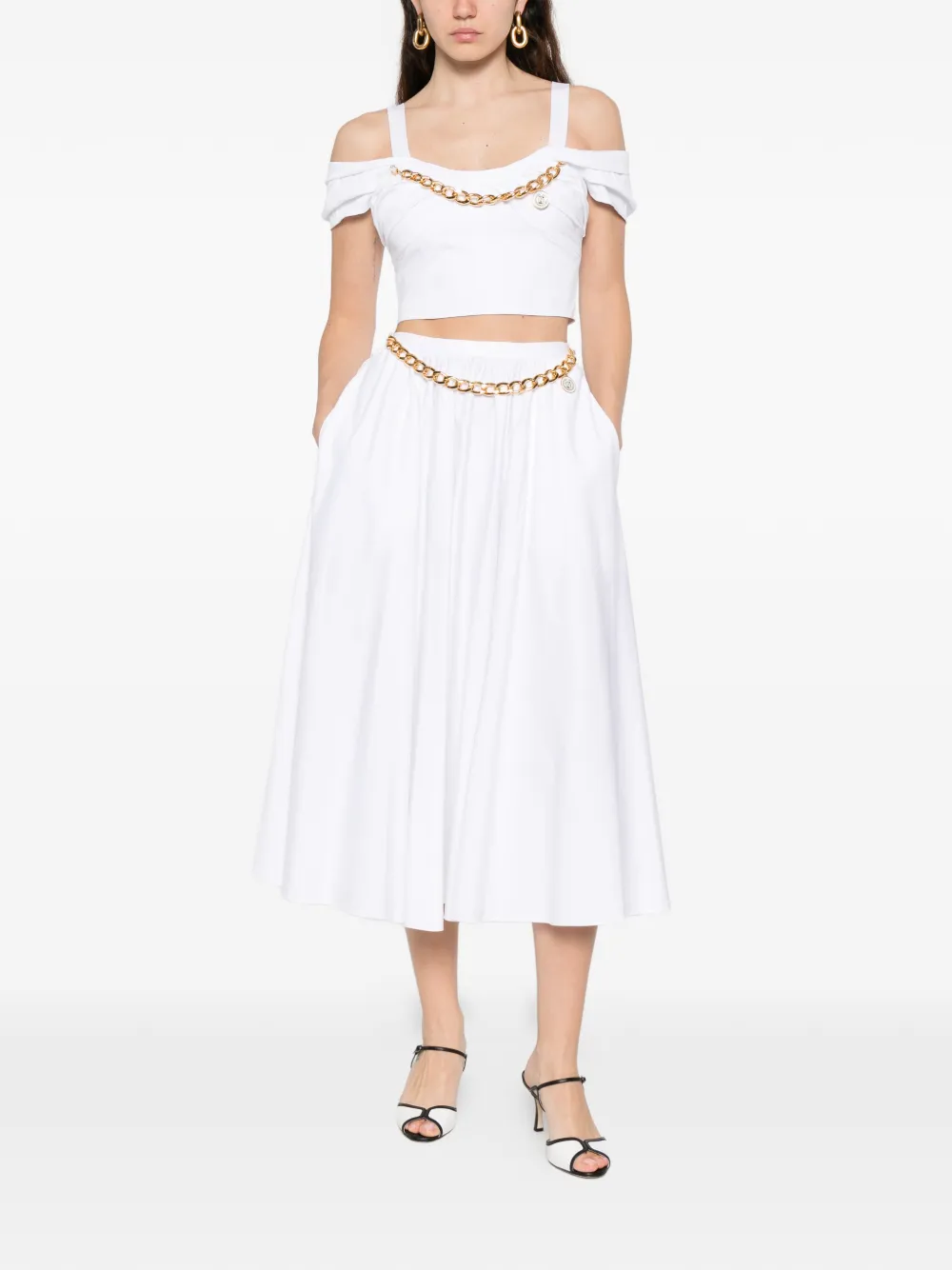 Elisabetta Franchi Mini-rok met kettingdetail Wit