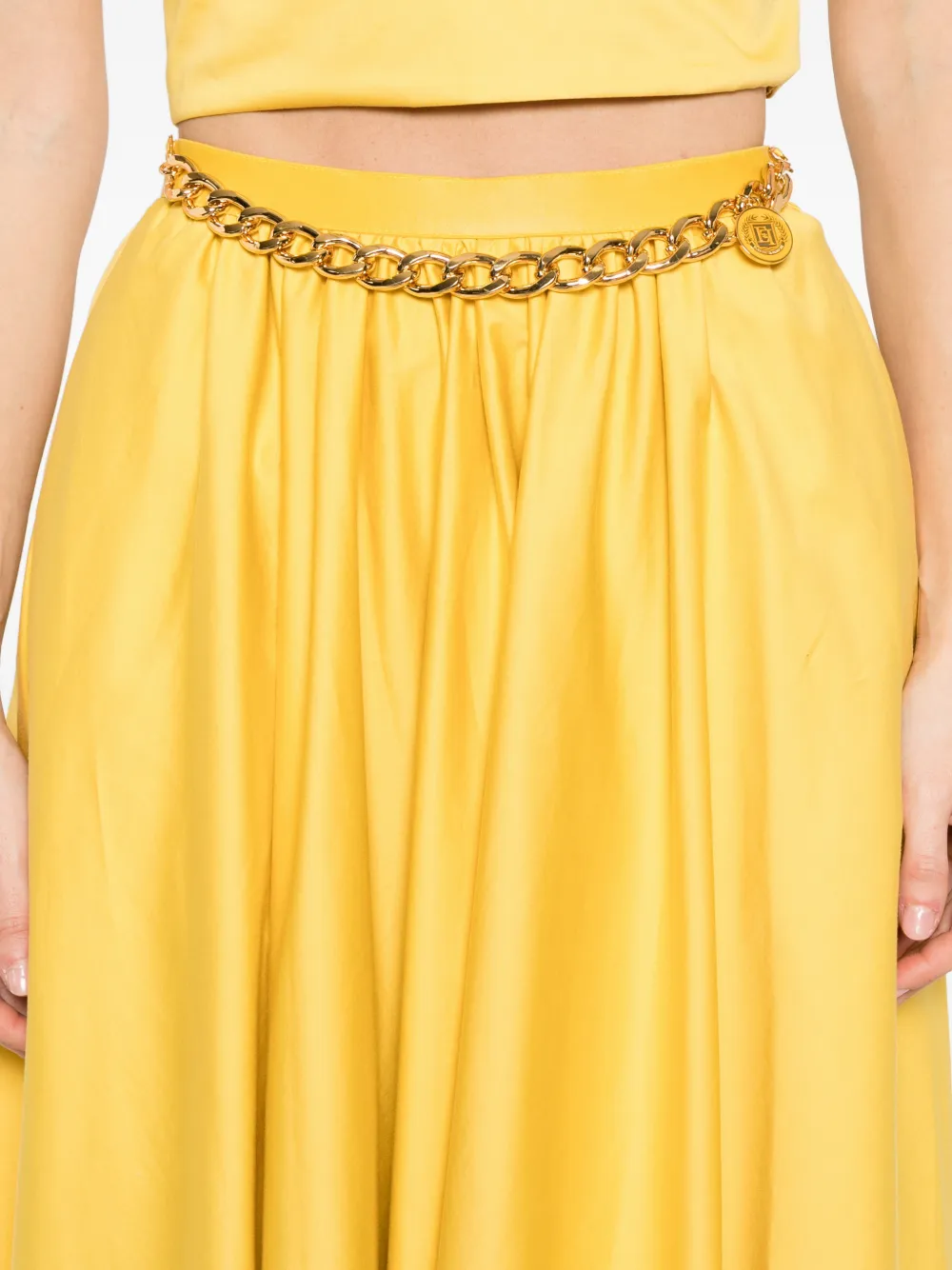 Chain-Detail Midi Skirt