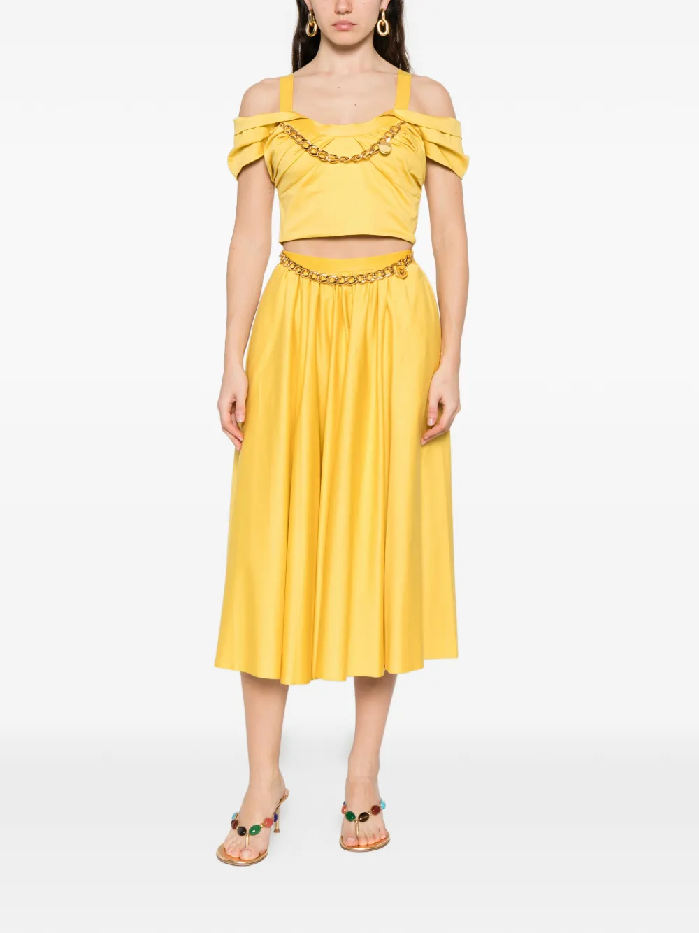 Chain-Detail Midi Skirt