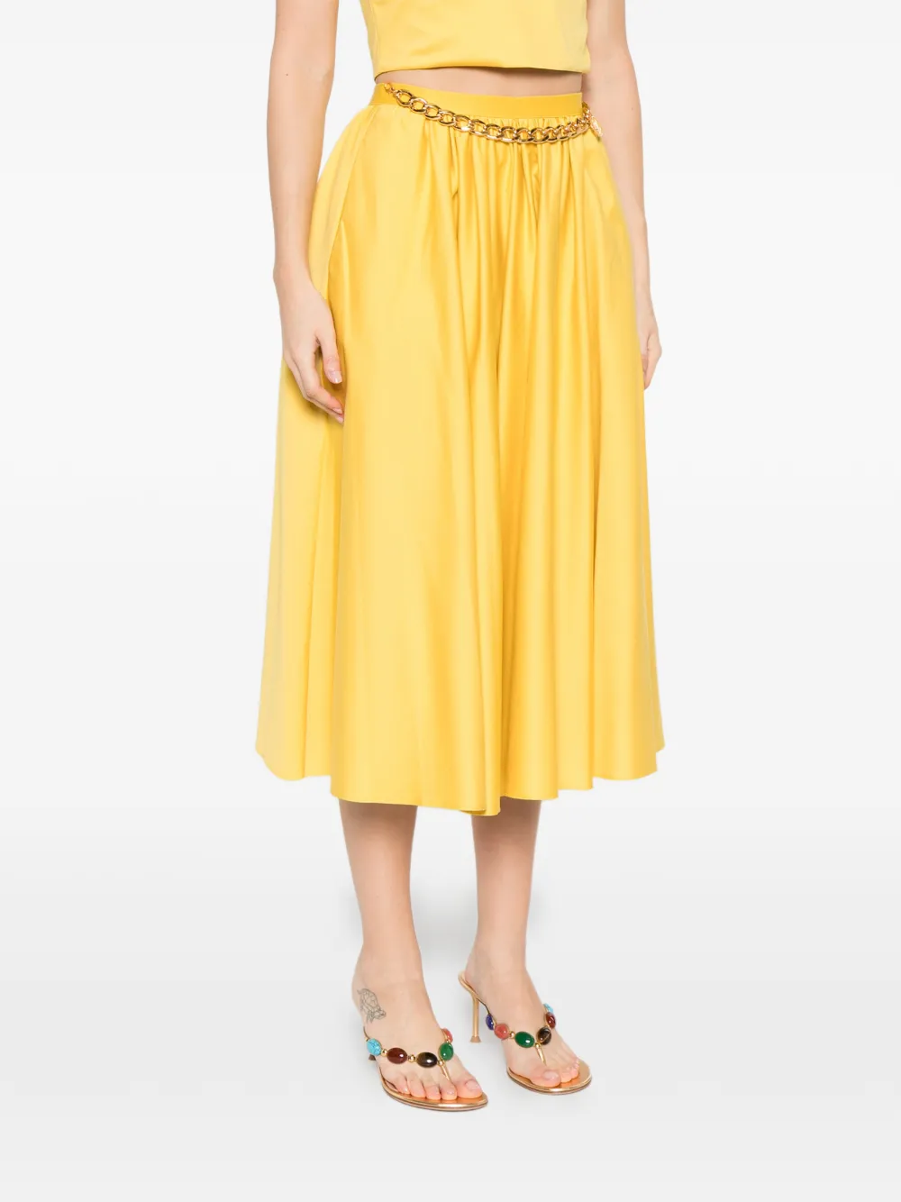Chain-Detail Midi Skirt