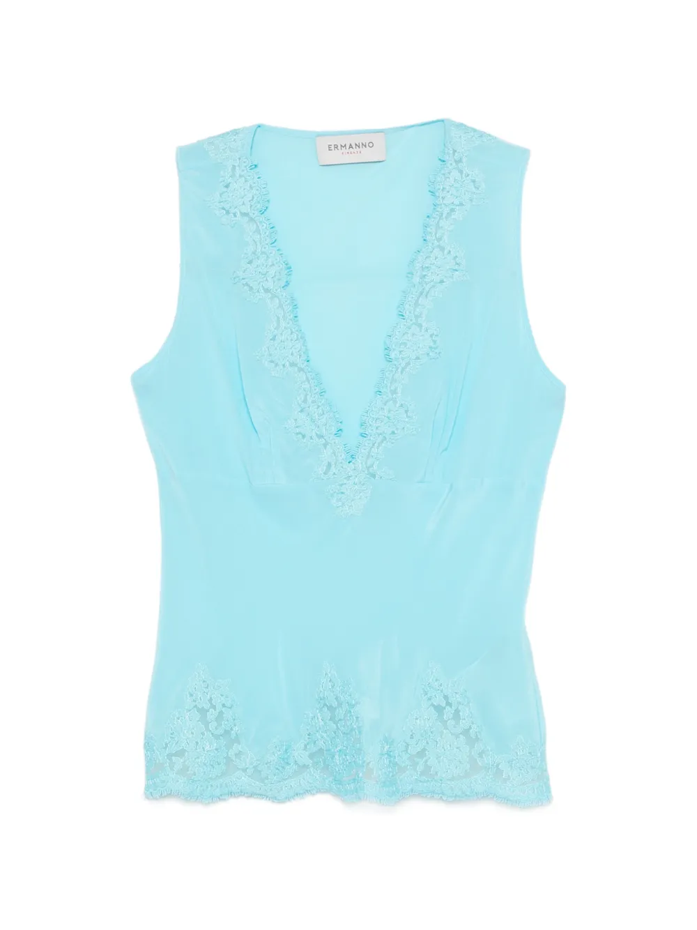 ERMANNO FIRENZE lace-detail V-neck top - Blu