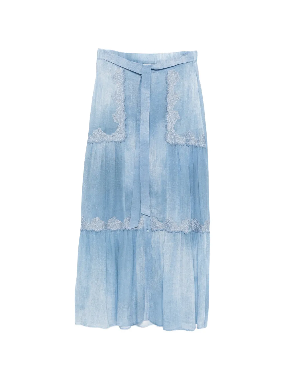 ERMANNO FIRENZE lace belted maxi skirt - Blu