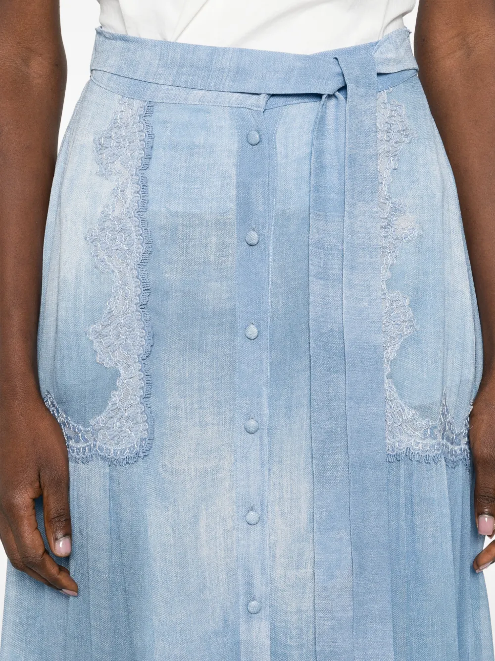 Lace Belted Maxi Skirt