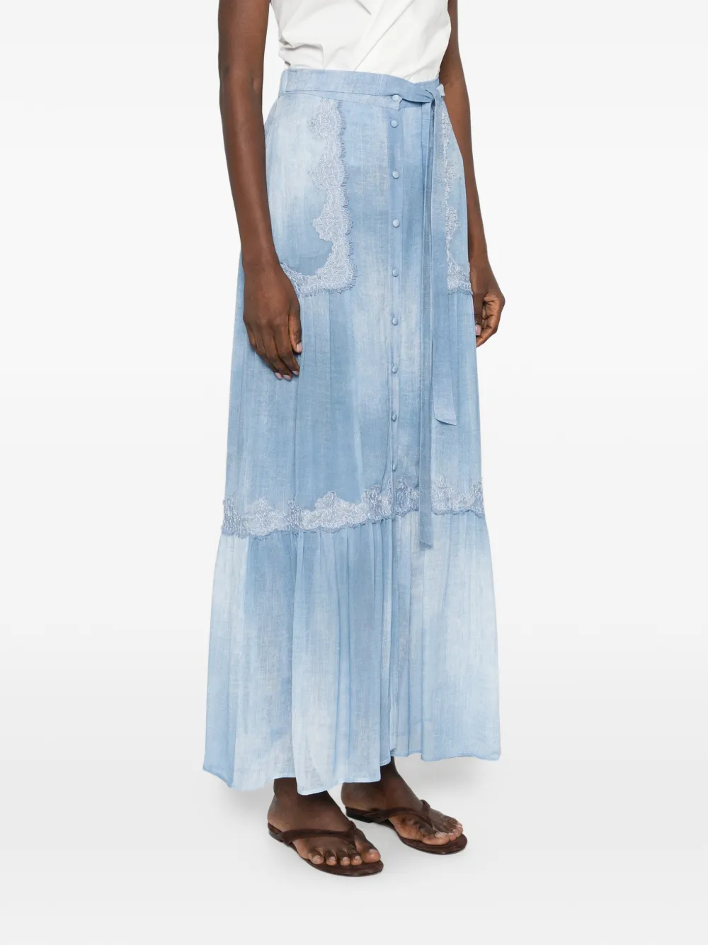 Lace Belted Maxi Skirt