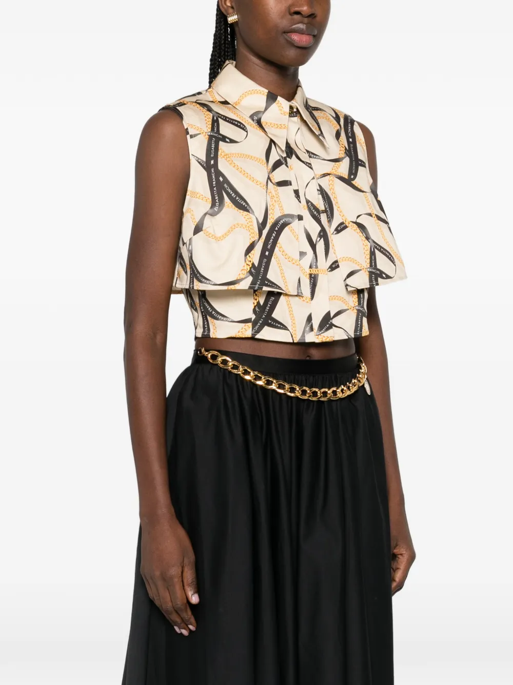  Elisabetta Franchi Patterned Crop Top - Neutrals 