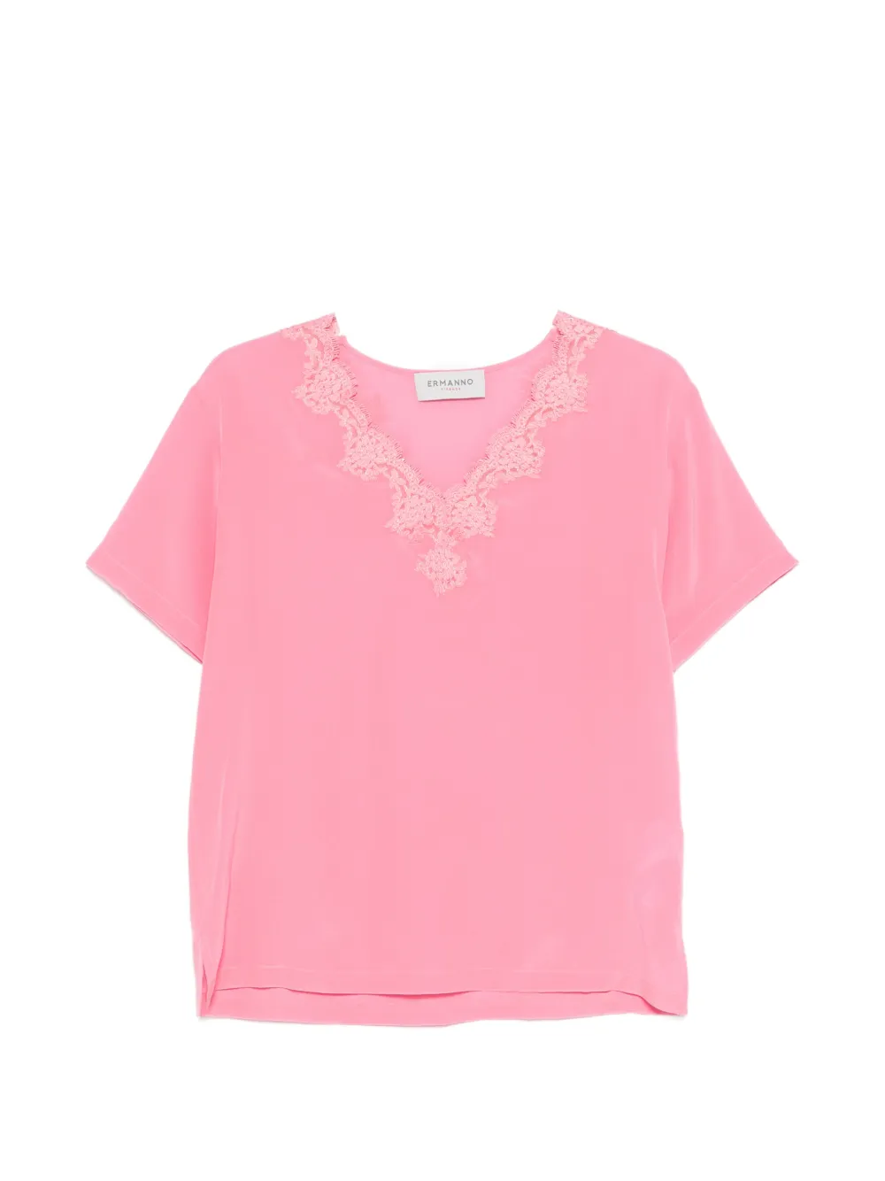 ERMANNO FIRENZE lace-detail V-neck top - Rosa