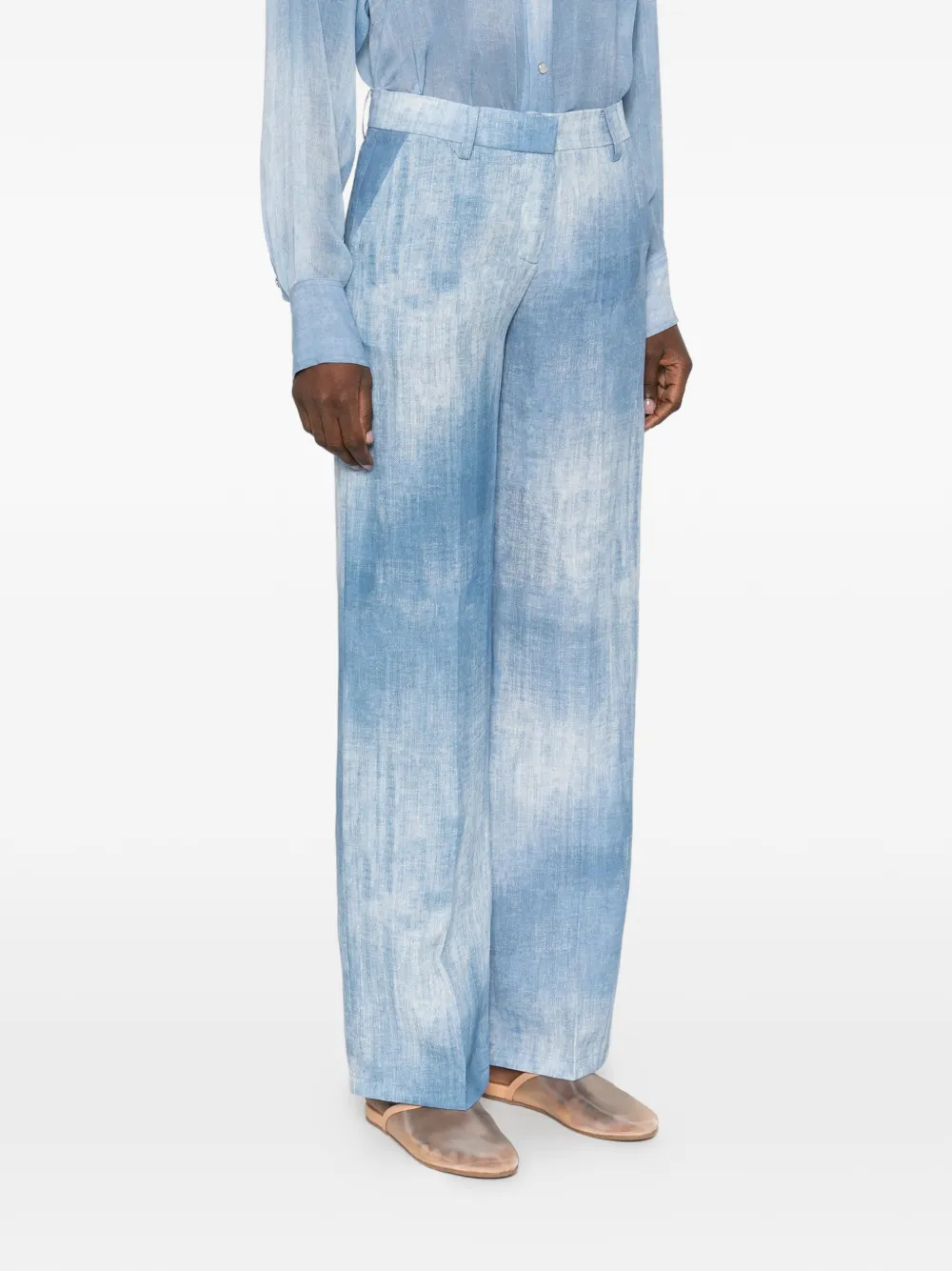 ERMANNO FIRENZE Broek met tie-dye print Blauw