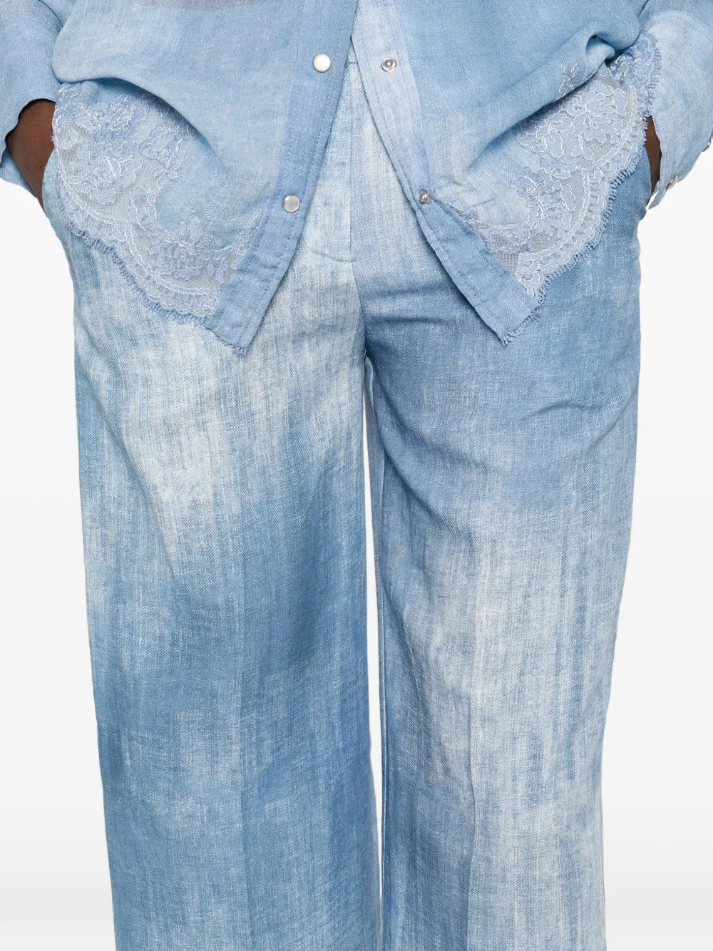 ERMANNO FIRENZE Broek met tie-dye print Blauw
