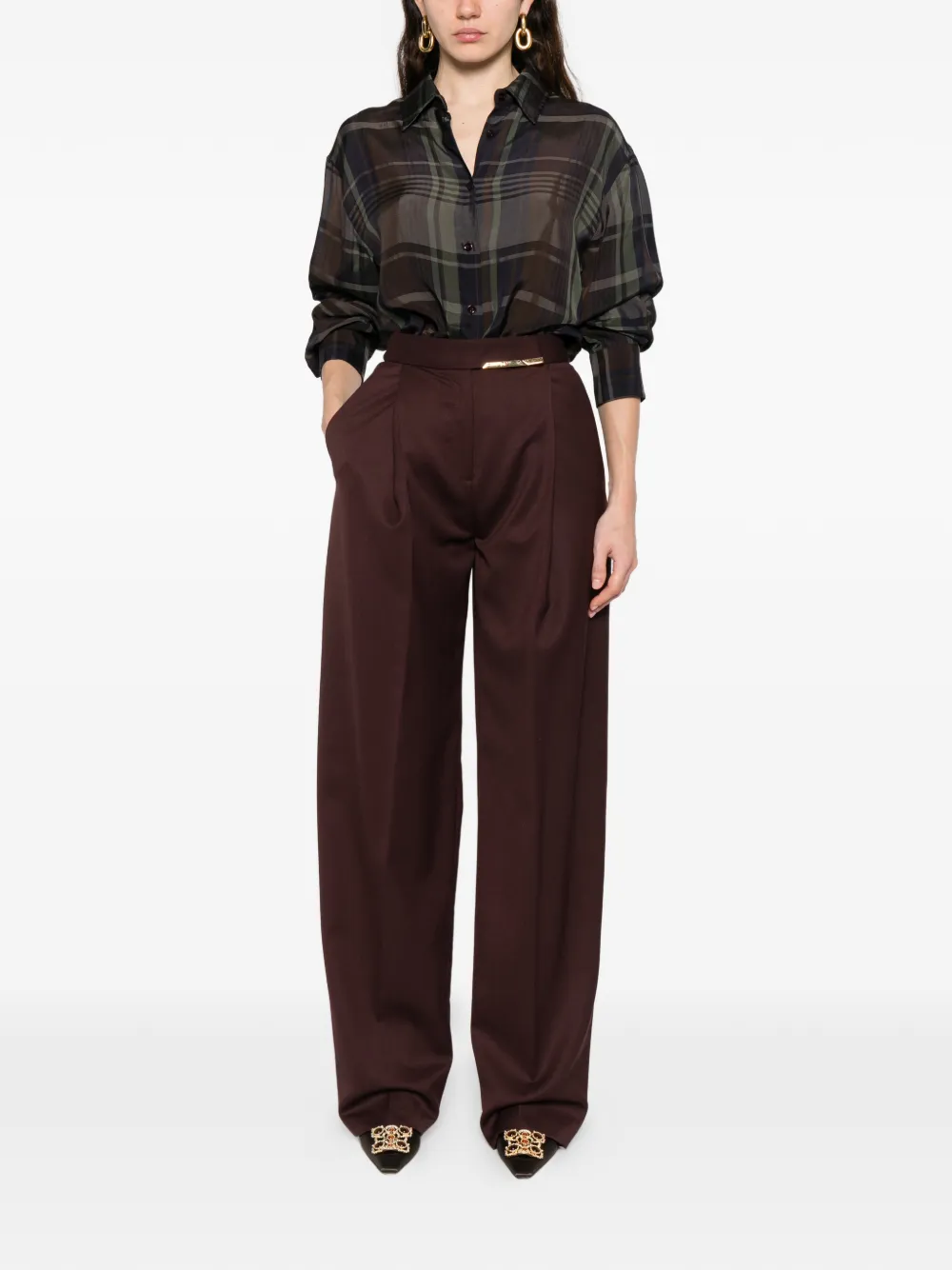 Elisabetta Franchi Pantalon met geplooide voorkant Bruin