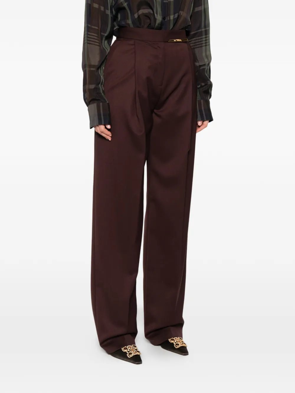 Elisabetta Franchi Pantalon met geplooide voorkant Bruin