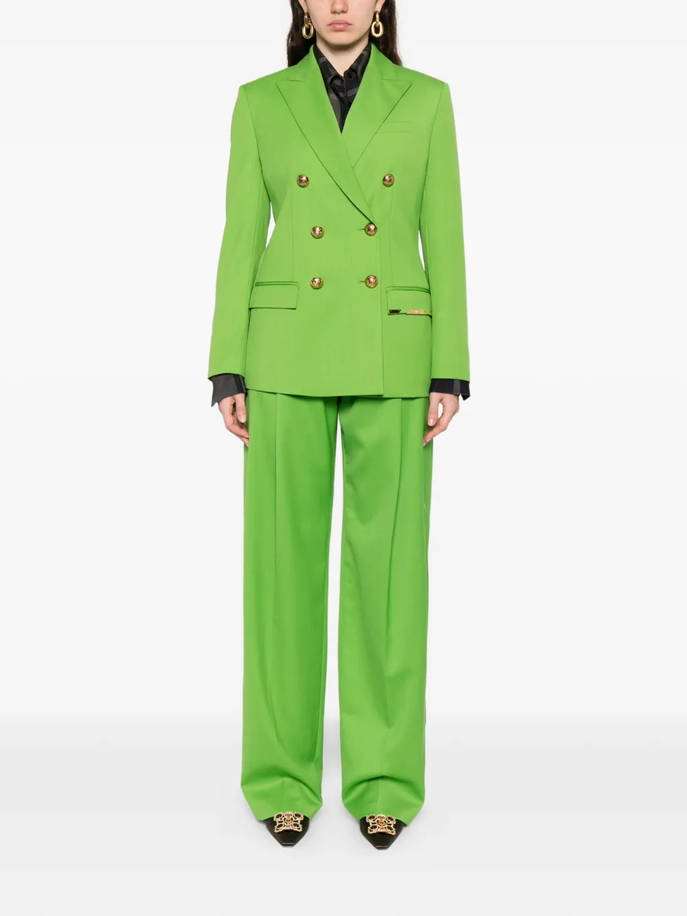 Elisabetta Franchi Wollen broek met plakkaat Groen