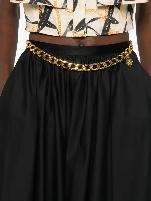 Elisabetta Franchi chain-embellishment Midi Skirt | Black | FARFETCH