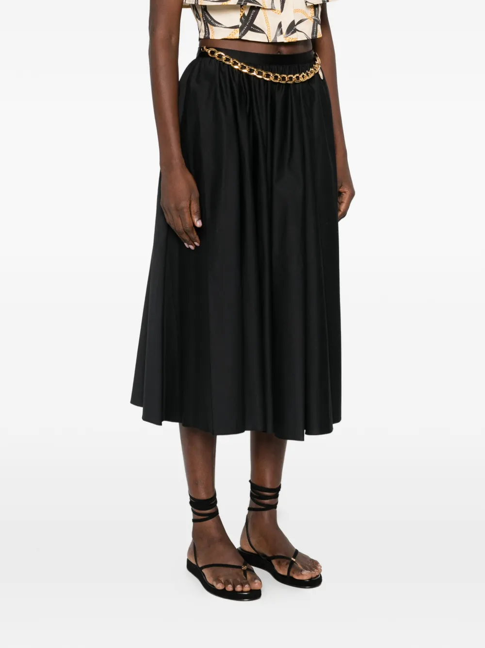  Elisabetta Franchi Chain-embellishment Midi Skirt - Black 