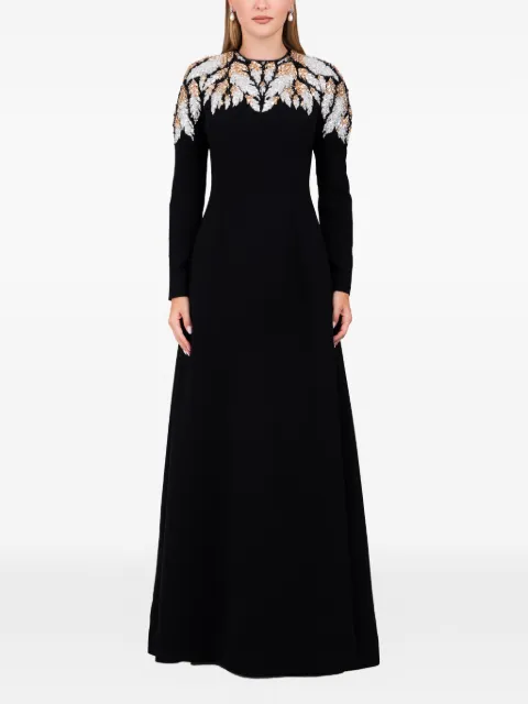 Dina Melwani crystal-leaf maxi dress 