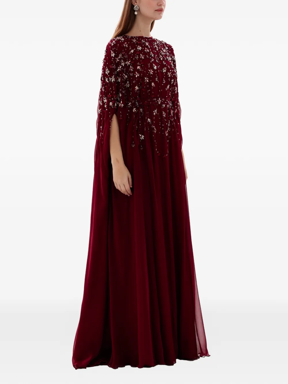 Dina Melwani beaded cape dress - Rood