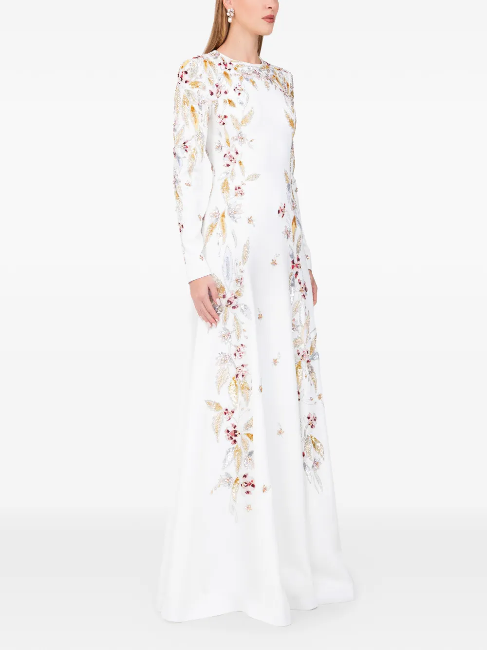 Dina Melwani floral-embellished dress - Wit
