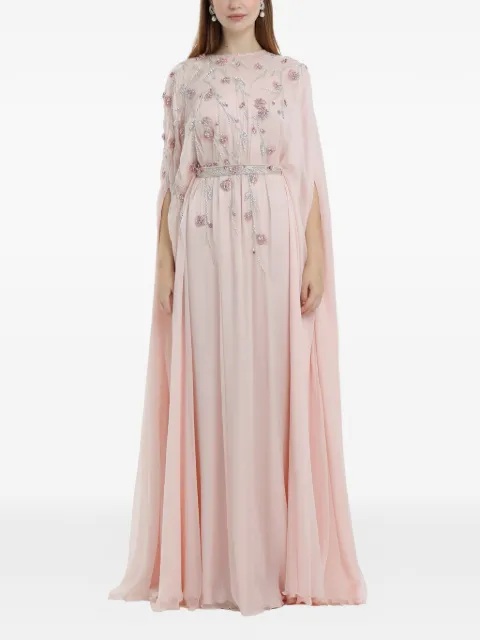 Dina Melwani floral beaded maxi dress