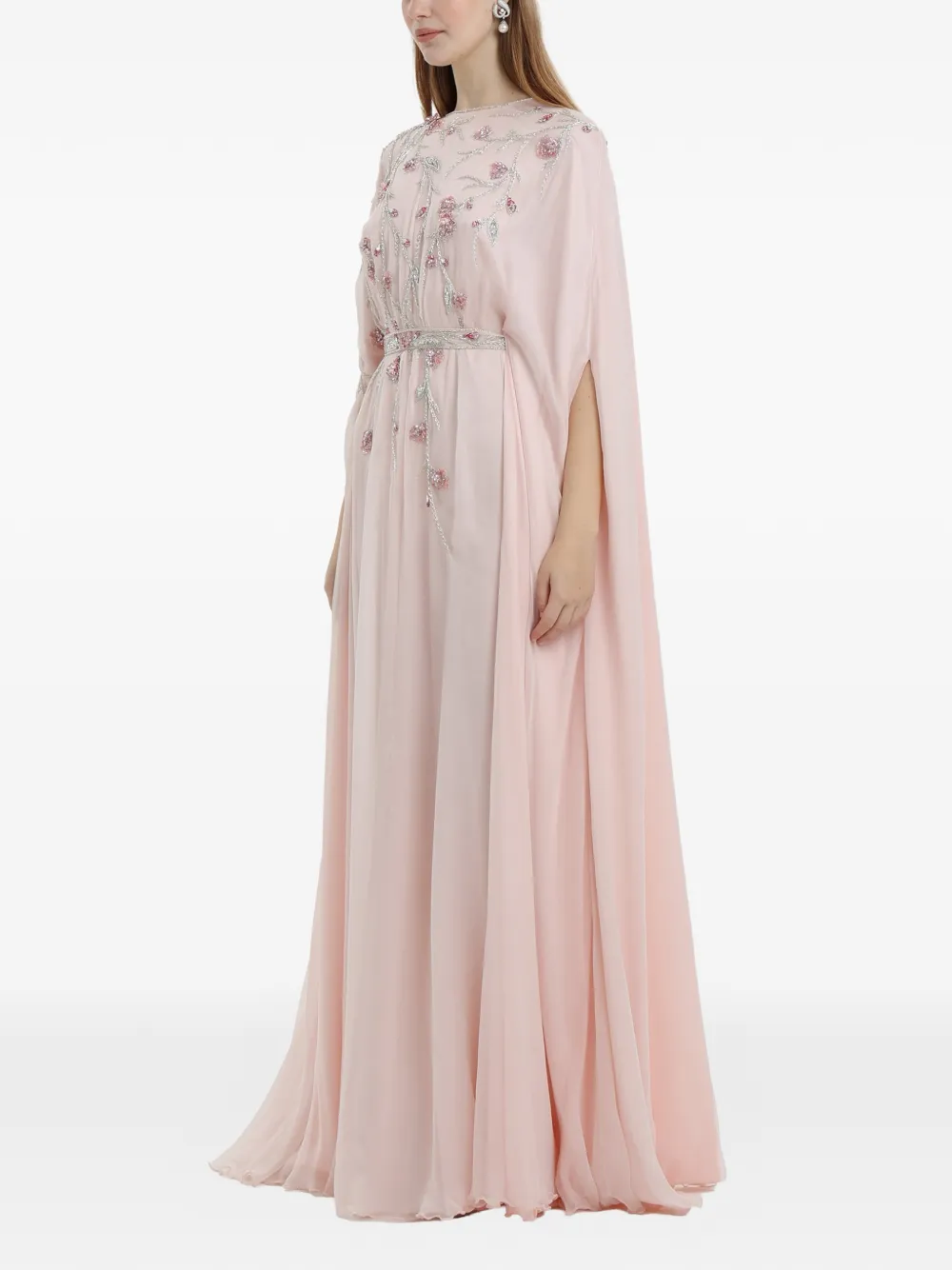 Dina Melwani floral beaded maxi dress - Roze