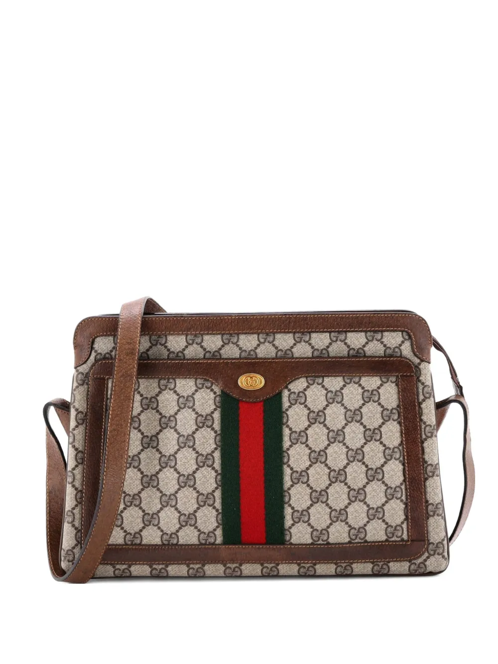 Gucci Pre-Owned Borsa a spalla Ophidia media in tela cerata GG con zip - Marrone
