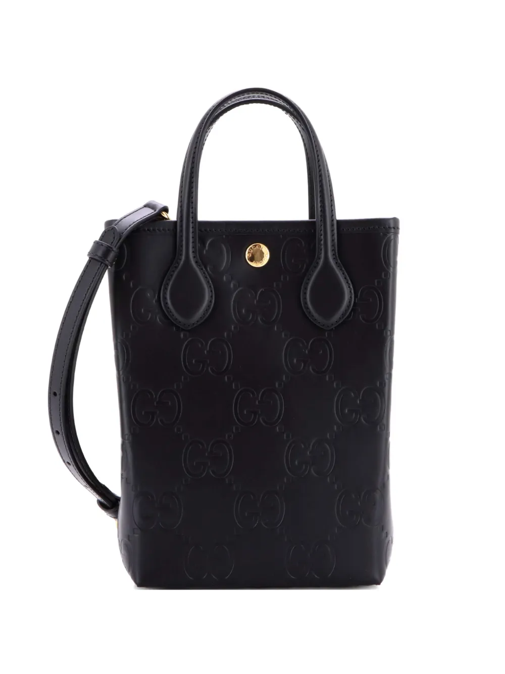 Gucci Pre-Owned Borsa tote Vertical GG mini in pelle goffrata - Nero