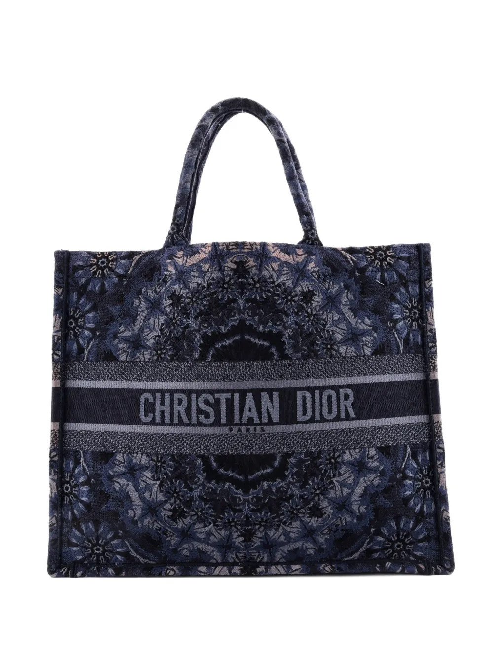 Christian Dior Pre-Owned Borsa tote Book grande in tela con ricamo - Blu