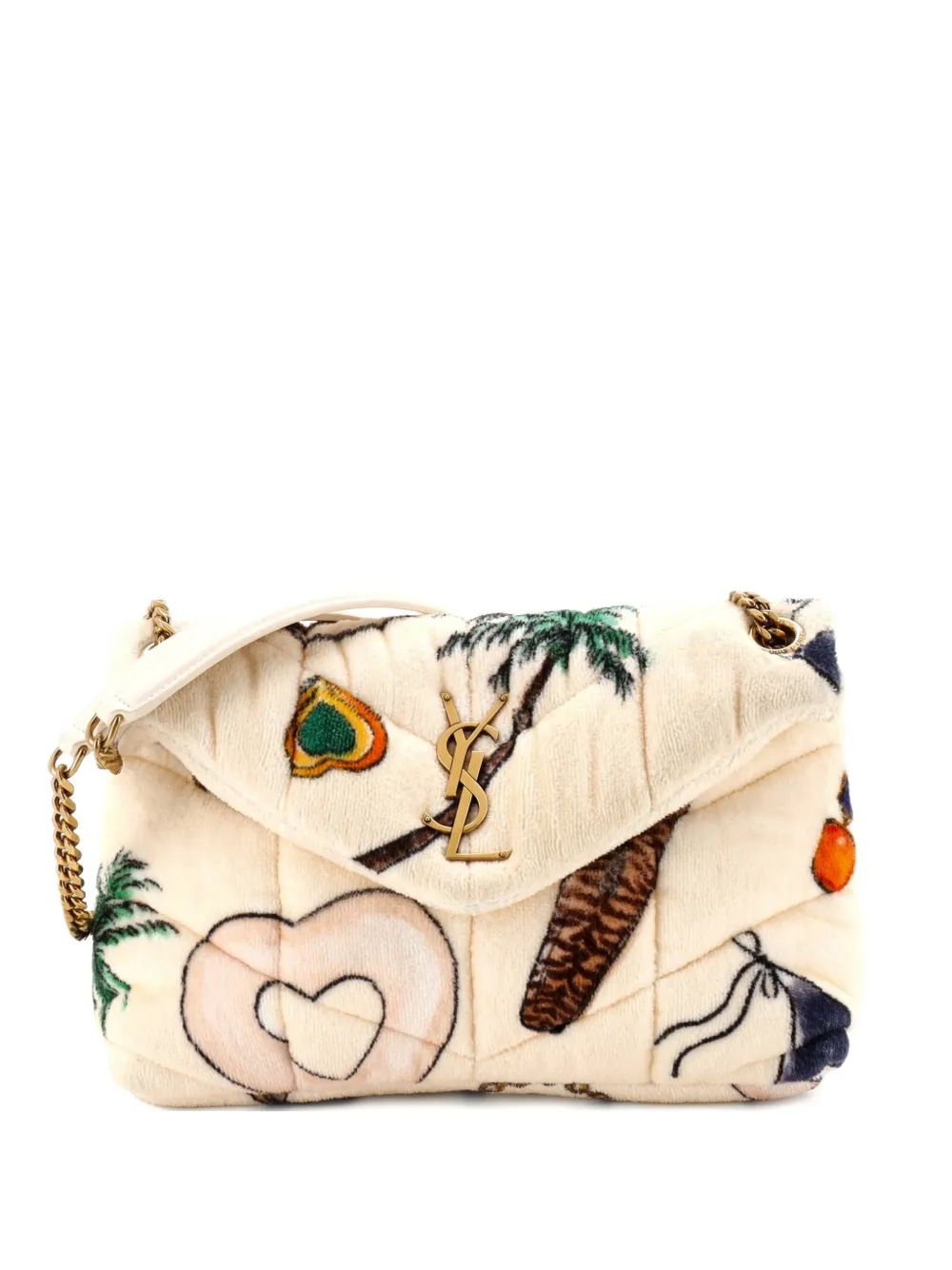 Saint Laurent Pre-Owned Borsa a spalla Loulou Puffer piccola in spugna trapuntata con stampa - Toni neutri