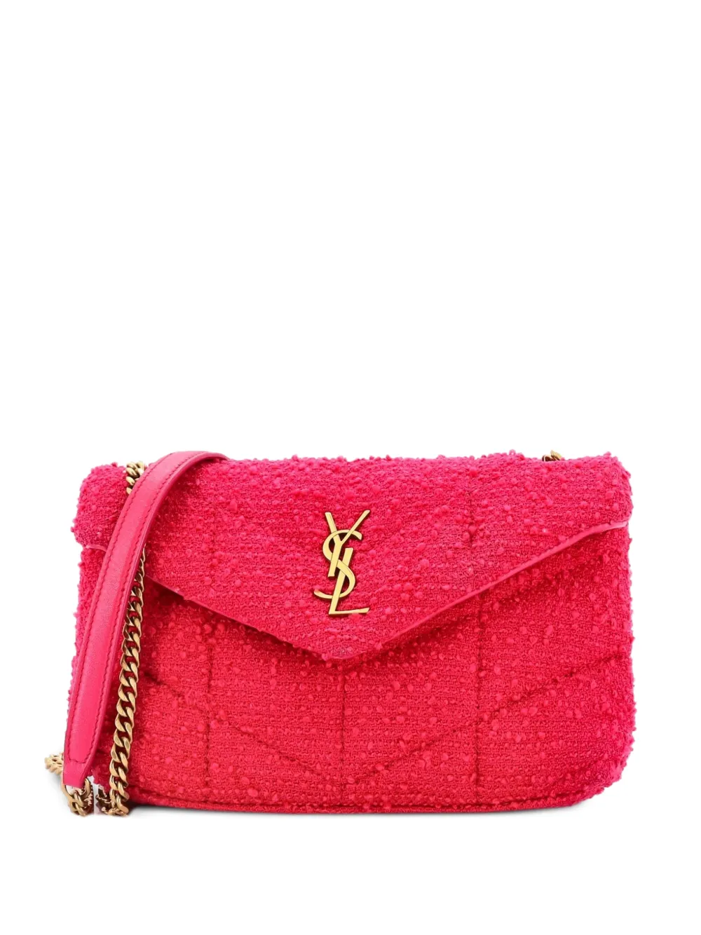 Saint Laurent Pre-Owned Borsa a spalla LouLou mini in tweed trapuntato con tracolla - Rosa