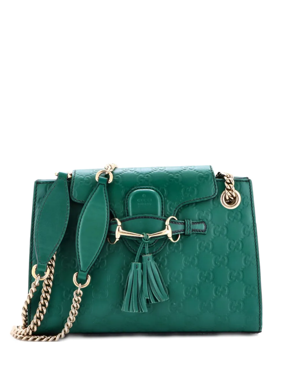 Gucci Pre-Owned Borsa a spalla Emily piccola in pelle Guccissima con battente e catena - Verde