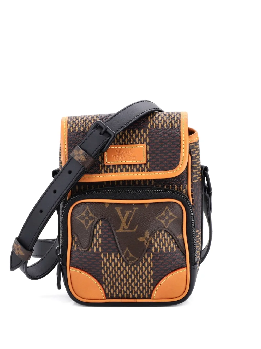 Louis Vuitton Pre-Owned Borsa messenger Nigo Amazone Limited Edition nano in tela Damier con monogramma - Marrone