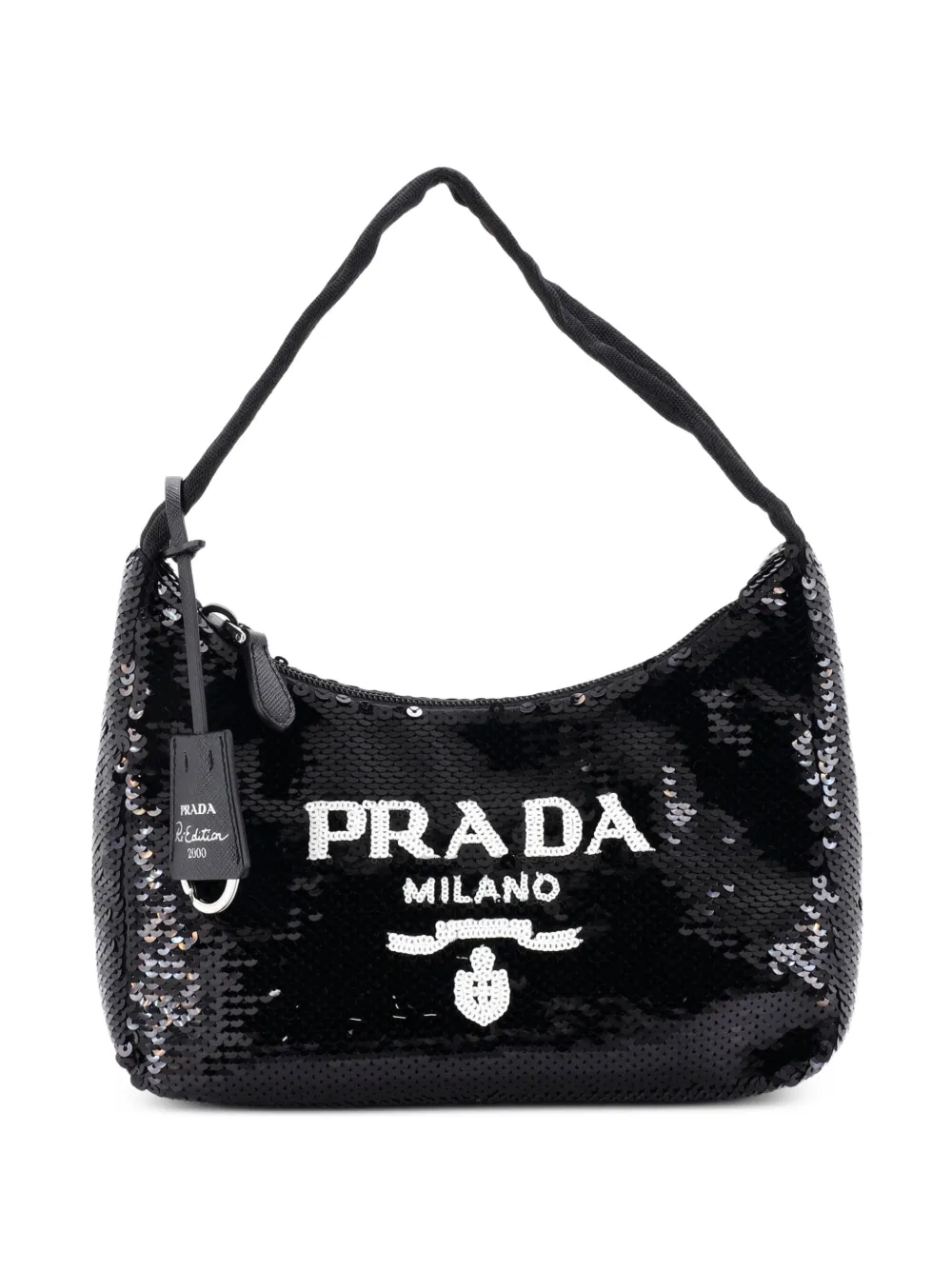 Prada Pre-Owned Borsa passepartout Re-Edition 2000 Mini con paillettes - Nero