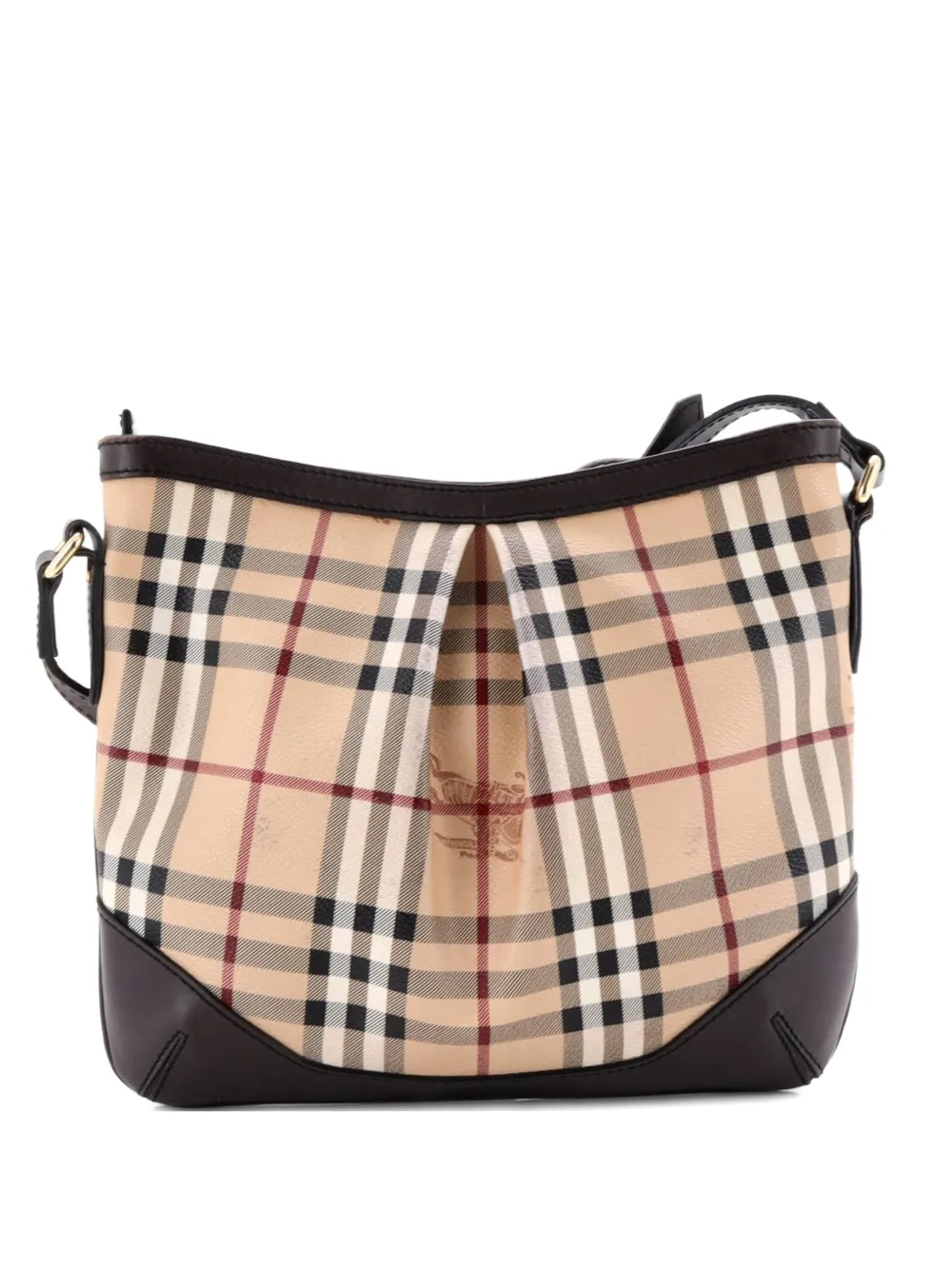 Burberry Pre-Owned Borsa a tracolla Hartham media in tela cerata con motivo Haymarket - Marrone