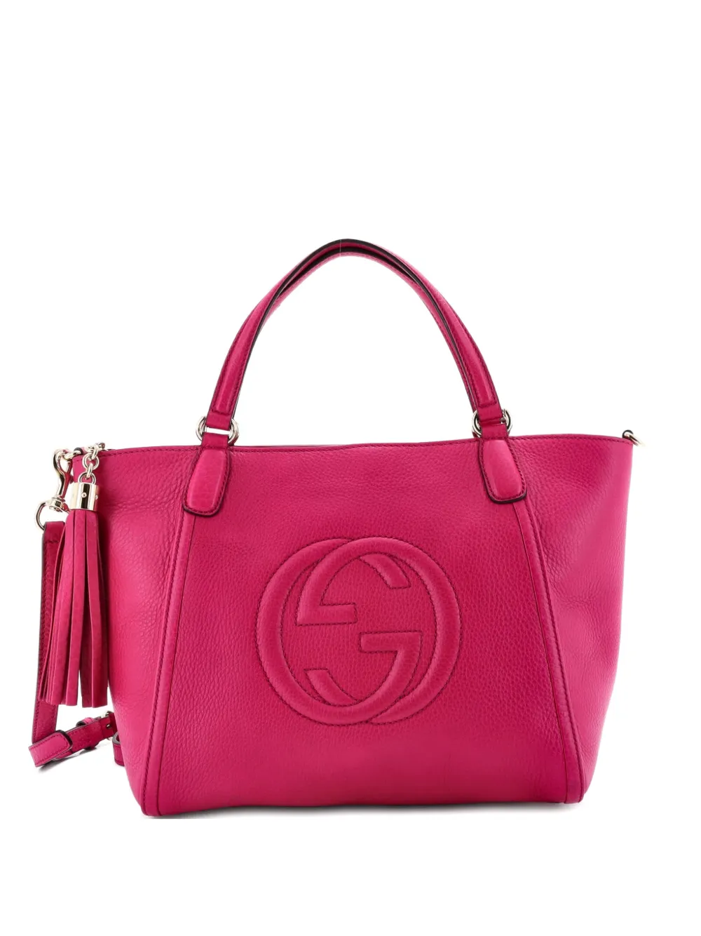 Pre-owned Gucci Soho Convertible Top Handle Bag Leather Small Satchel In Pink