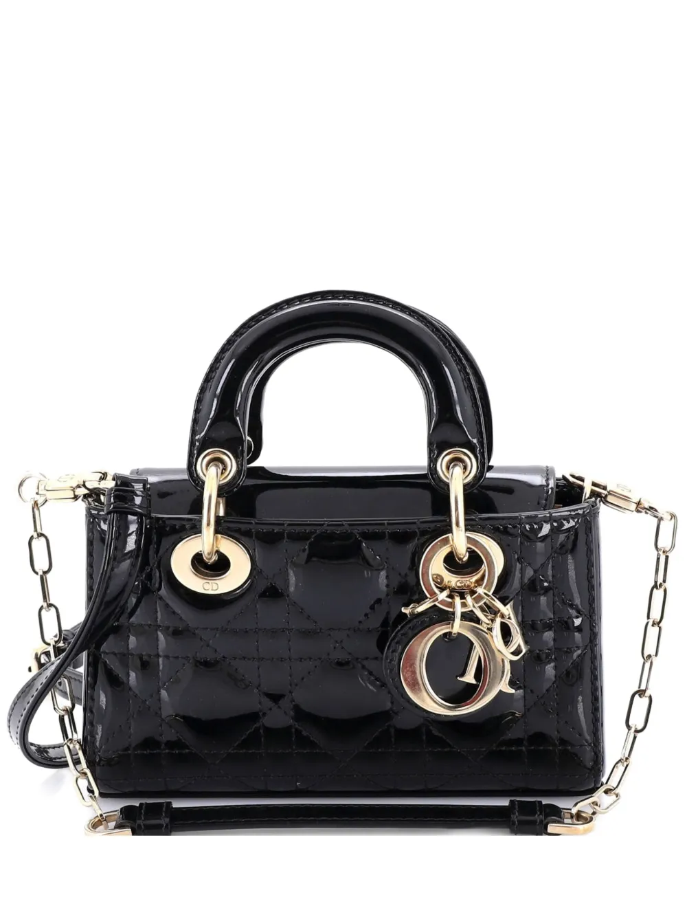 Christian Dior Pre-Owned Lady D-Joy Bag Cannage Quilt Patent Micro crossbody bag - Schwarz