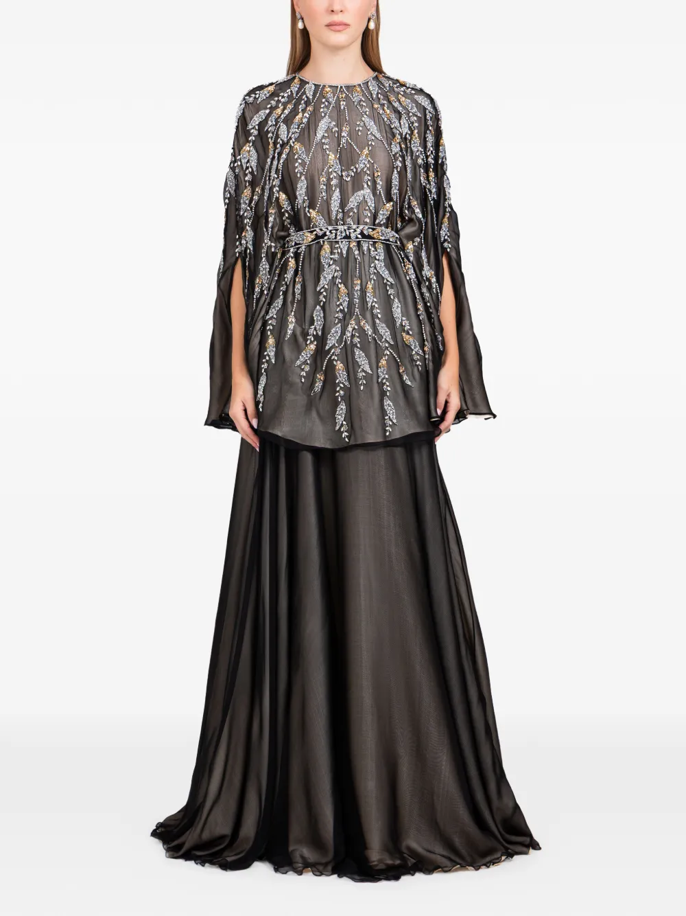 Dina Melwani embroidered-details maxi dress - Nero