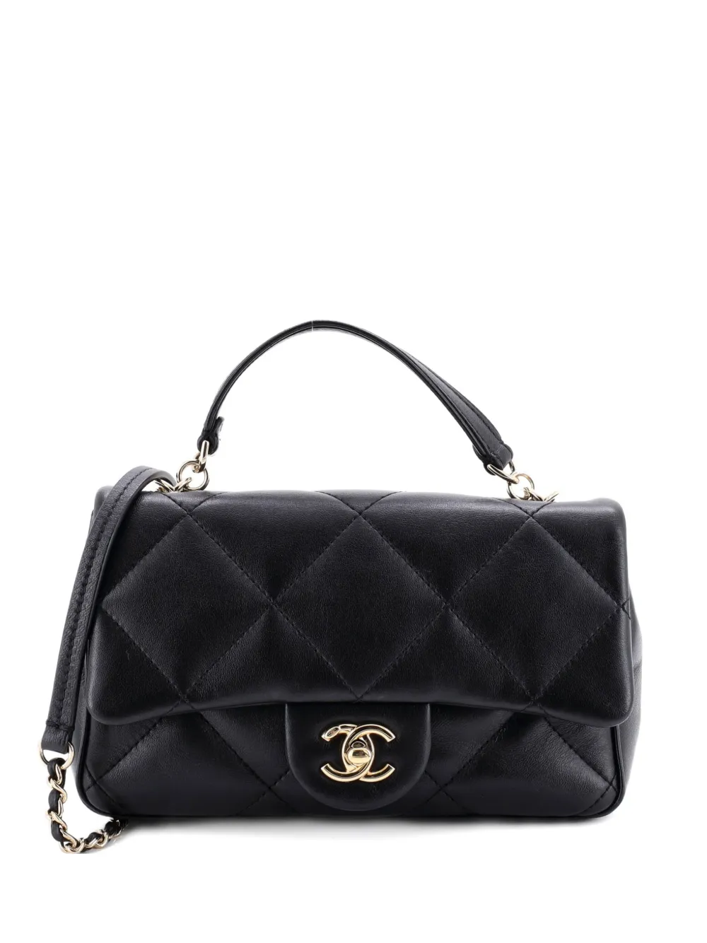 CHANEL Pre-Owned Borsa a spalla Easy Carry NM piccola in pelle di agnello trapuntata con battente - Nero