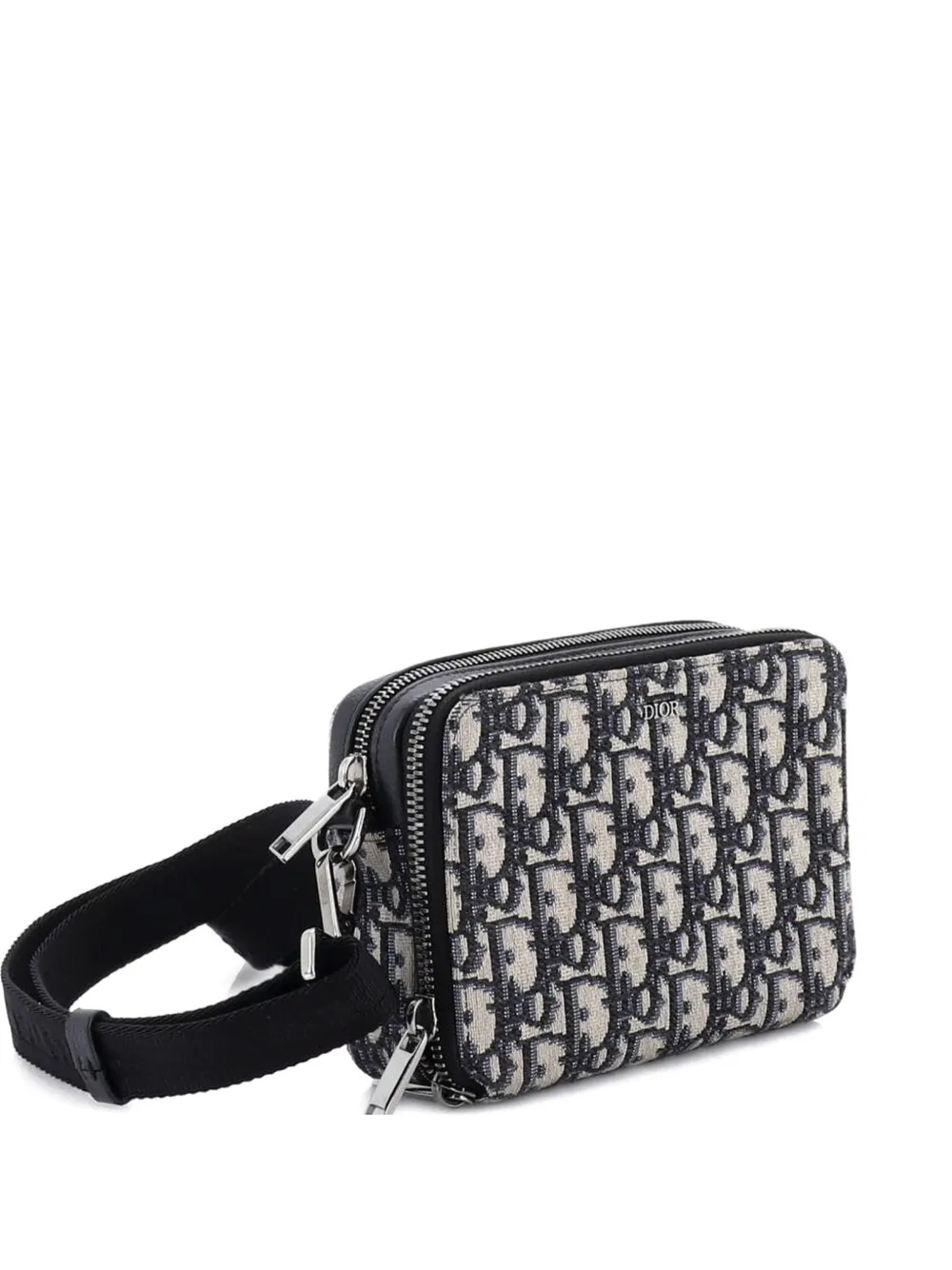 Christian Dior Pre-Owned Borsa a tracolla in tela con motivo Oblique e doppia zip - Nero