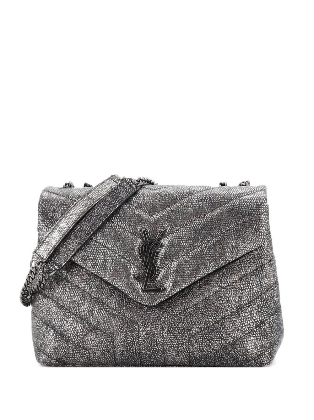 Saint Laurent Pre-Owned Borsa a spalla Loulou piccola in pelle matelassé con motivo chevron - Effetto metallizzato