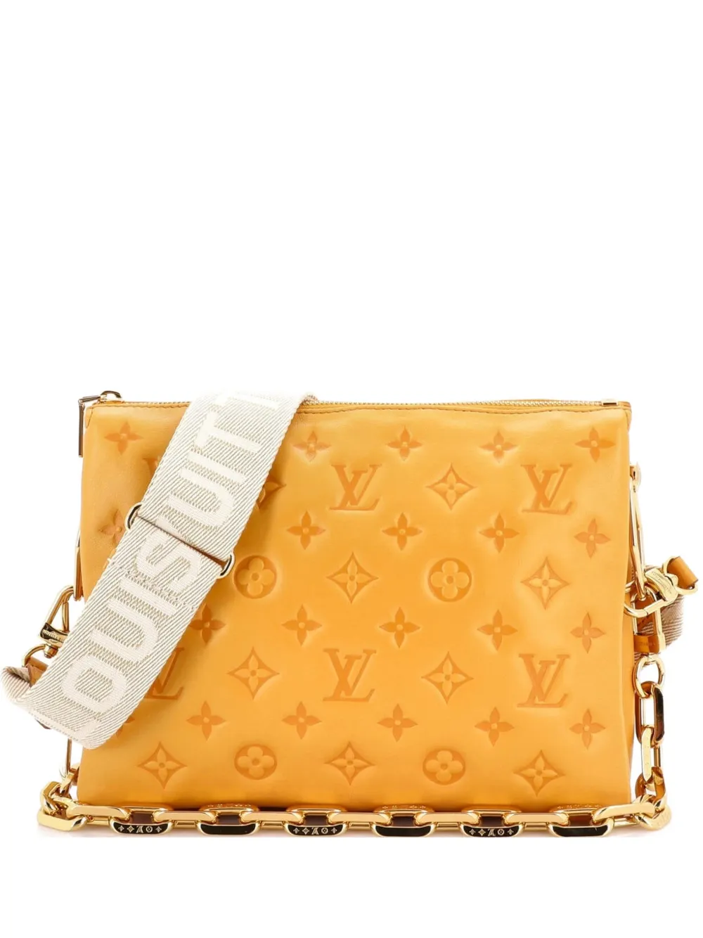 Louis Vuitton Pre-Owned Borsa a tracolla Coussin Bag PM in pelle di agnello goffrata con monogramma - Giallo