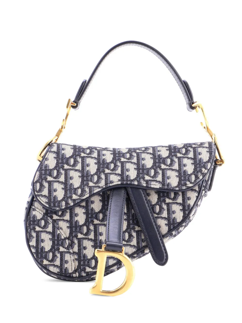 Christian Dior Pre-Owned Borsa a spalla Saddle mini in tela con motivo Oblique - Blu