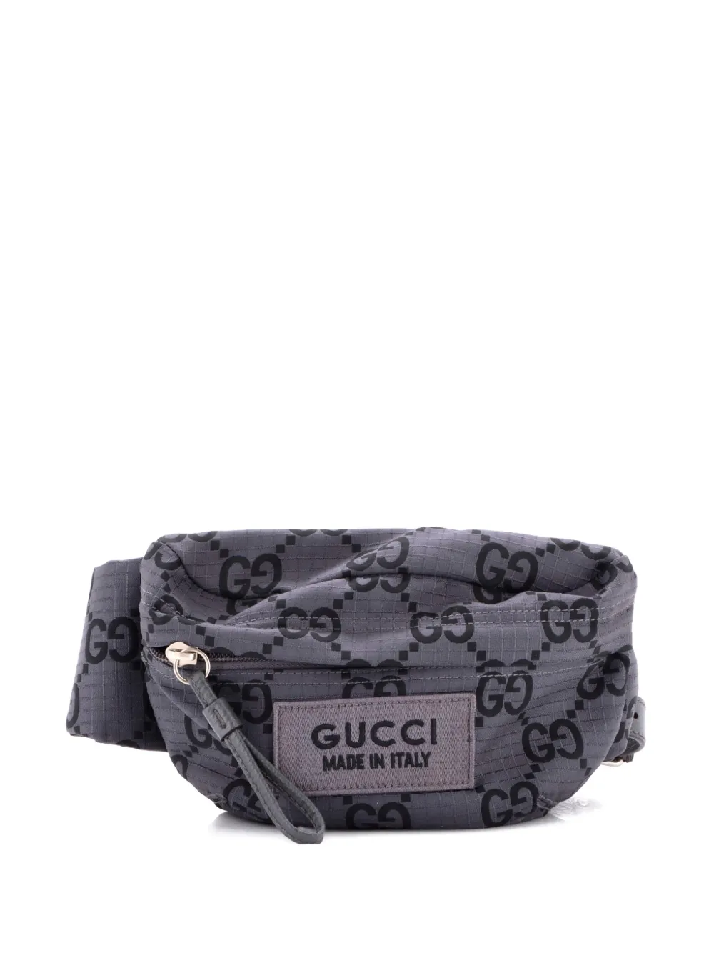 Gucci Pre-Owned Ripstop GG Nylon and Leather belt bag - Grigio