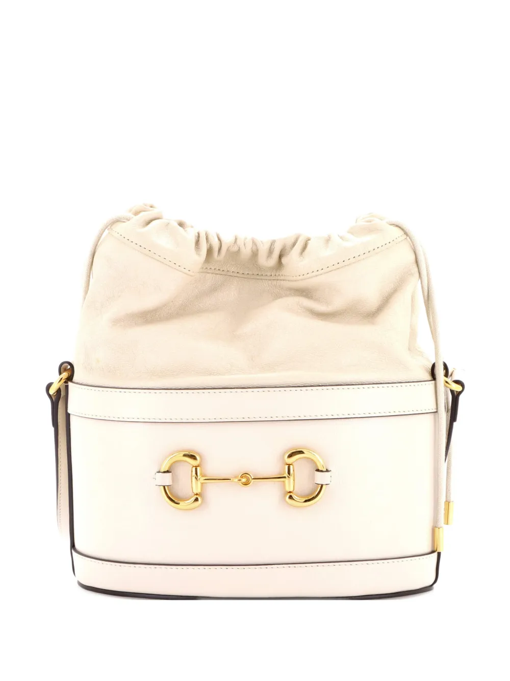 Gucci Pre-Owned Horsebit 1955 Crossbody Bag Leather Small bucket bag - Bianco