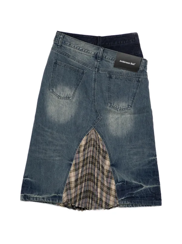 Andersson Bell Pleated Combo Flipped Demin スカート | ブルー