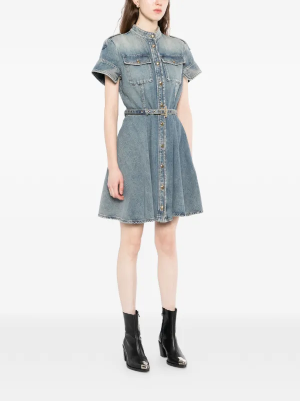 saint laurent denim mini dress Wearing denim, carrying confidence. Featuring the Givenchy denim dress with belt, the Givenchy Mini Antigona Vanity Bag, and Saint Laurent sunglasses & earrings. #givenchy #saintlaurent #heavenbudapest