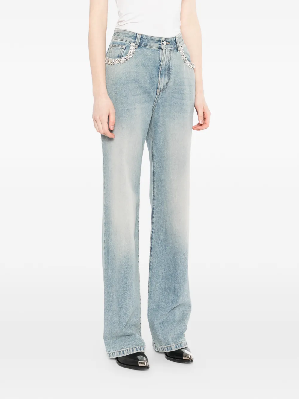  Alexander Mcqueen Crystal-embellished Jeans - Blue 