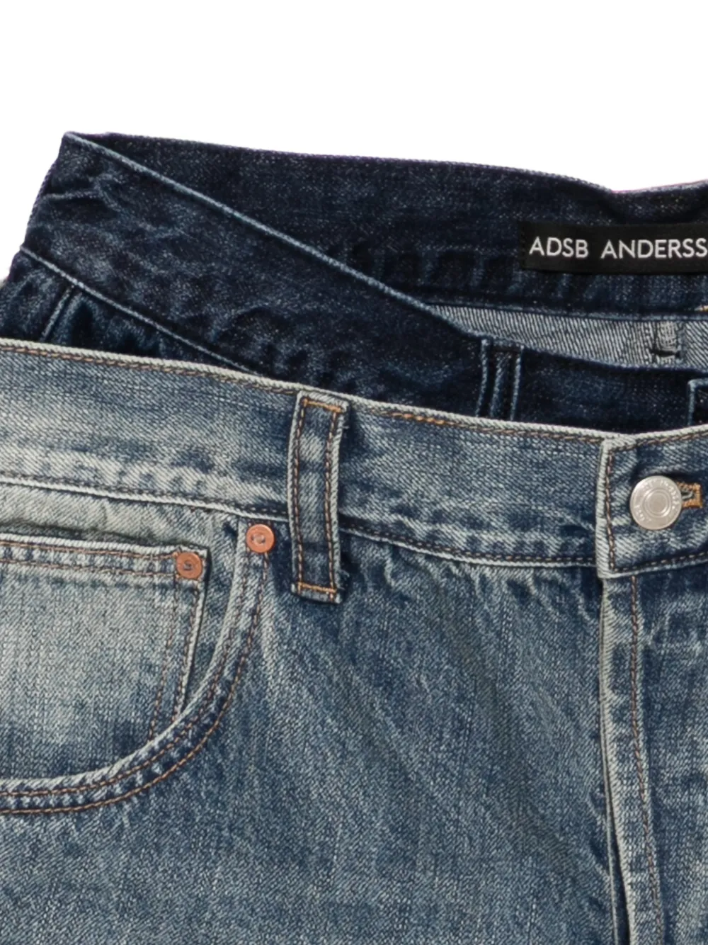 ADSB Andersson Bell アシンメトリーレイヤードワイドデニム Andersson Bell レイヤード ジーンズ | ブルー | FARFETCH JP