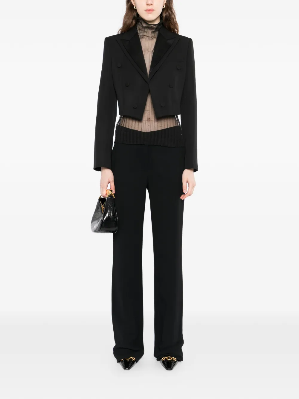  Alexander Mcqueen Double Lapel Cropped Jacket - Black 