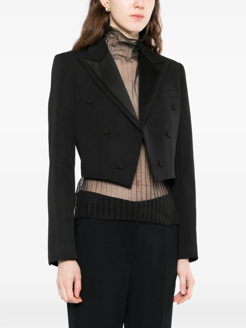  Alexander Mcqueen Double Lapel Cropped Jacket - Black 