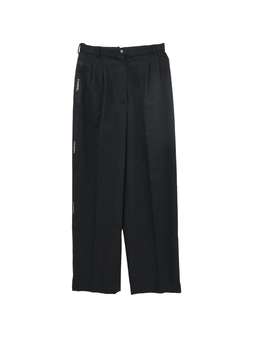 CHANEL Pre-Owned Pantaloni con banda logo 1990-2000 - Nero